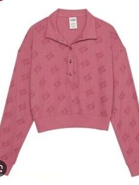 Victoria's Secret PINK Pink Long Sleeve Cropped Sleep Shirt Size XS